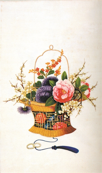 通草画:花篮